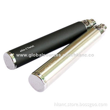 Variable Voltage eGo-Twist battery, 650mAh/900mAh/1100mAh Capacity, 3.2V to 4.8V
